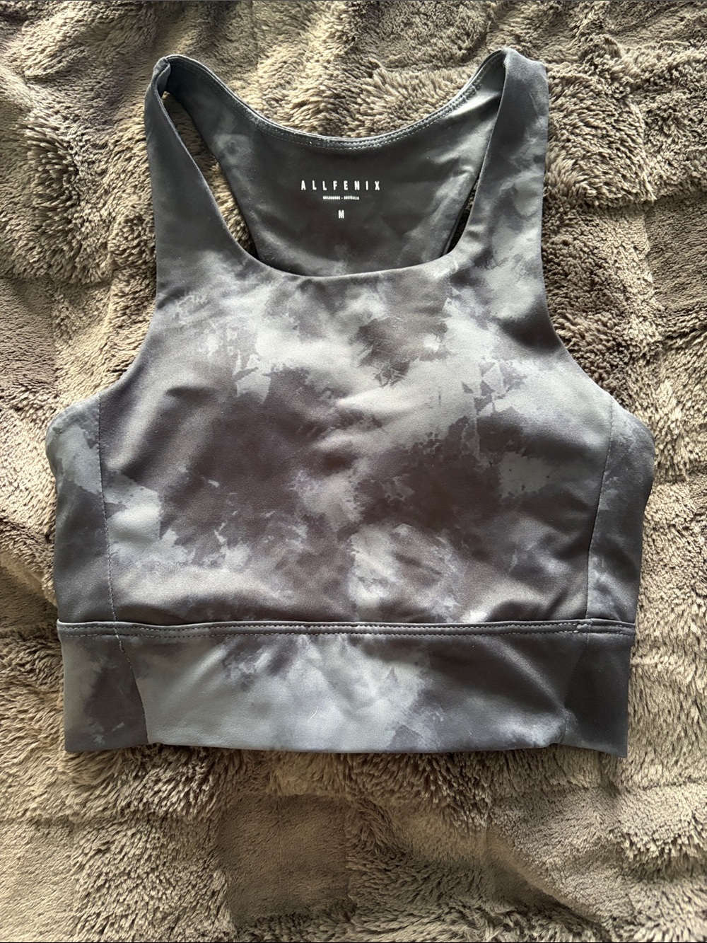 Women's Gray Tie-Dye Racerback Sports Bra